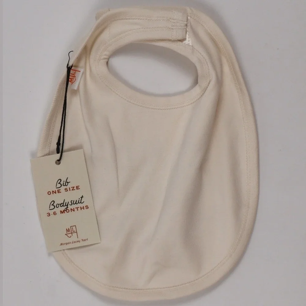 Morgan Lacey Hart Baby Bib Howdy Graphic Cream Black One Size NWT